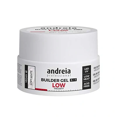 Afbeelding van Andreia Professional nagelopbouwgel lage viscositeit, perfect als basis en toplaag, led uv nagelkunstset, veganistisch neutraal van koolstof, zacht, wit, 22 g