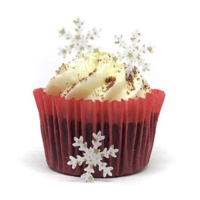 Afbeelding van 50 stuks taartdecoraties van eetbaar wafelpapier, voorgesneden, gouden sterren, voor kerstcupcakes of tafeldecoratie