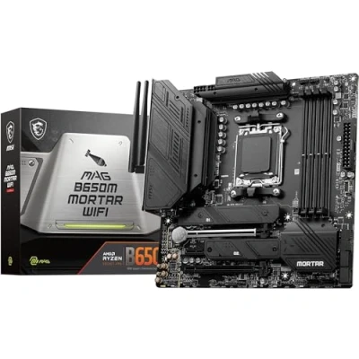 Afbeelding van MSI MAG B650M Mortar WIFI Moederbord Socket AMD AM5 Vormfactor Micro ATX chipset AMD® B650