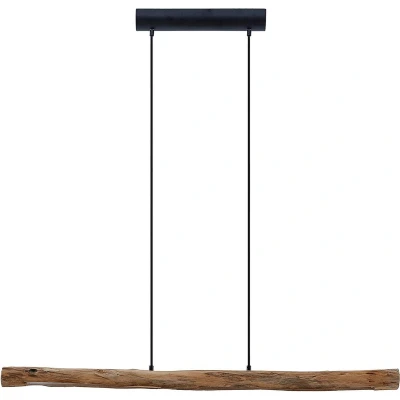 Afbeelding van Lindby Hanglampen met dimmer 1licht ijzer, eucalyptushout H: 5.5 cm mat zwart, hout Inclusief lichtbron