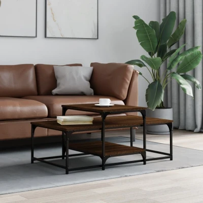 Afbeelding van Salontafel 102x60x45 cm bewerkt hout bruin eikenkleur