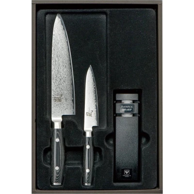 Afbeelding van Yaxell Ran Messenset Giftset 3 delig Messenslijper met Koksmes 20 cm en Universeelmes 12 c...