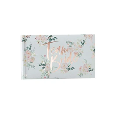 Afbeelding van FOTOALBUM TEAM BRIDE HERINNERING VRIJGEZELLENFEEST WIT ROSEGOLD FOIL FLORAL HEN PARTY GINGER RAY