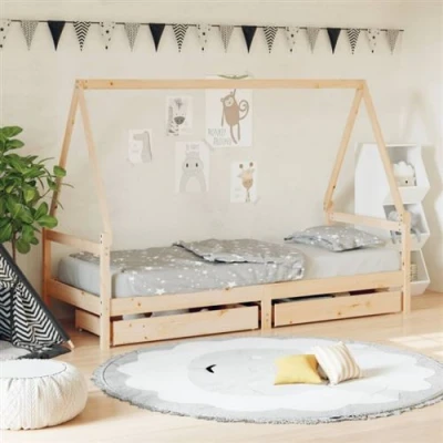 Image de vidaXL Cadre de lit pour enfants gris 80x200 cm bois pin massif834465