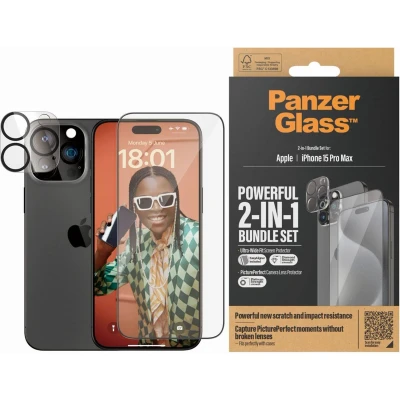 Afbeelding van PanzerGlass B1137+2812, Apple, Apple iPhone 15 Pro Max, Droge toepassing, Schokbestendig, Transparant, 1 stuk(s)
