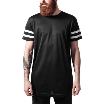 Afbeelding van Urban Classics Stripe Mesh Heren T shirt M Zwart