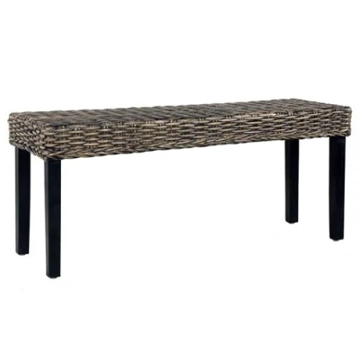 Afbeelding van vidaXL Bankje 110 cm natuurlijk kubu rattan en massief mahoniehout zwart