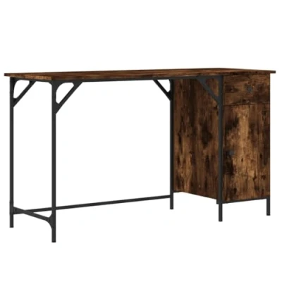 Image de vidaXL Bureau d&#039;ordinateur chêne fumé 131x48x75 cm bois d’ingénierie