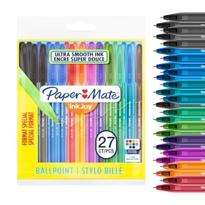 Afbeelding van Paper Mate InkJoy 100ST balpen, middelgrote punt (1,0 mm), verschillende kleuren, 27 stuks