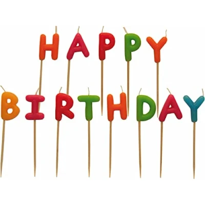 Afbeelding van Amscan 550114 set kaarsen op spikes, Happy Birthday, meerkleurig
