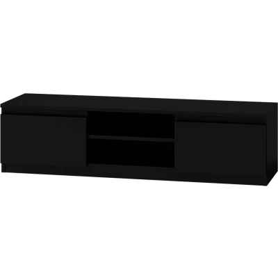 Afbeelding van Topeshop RTV140 CZARNY, Zwart, Deeltjes board, 2 schappen, 1400 mm