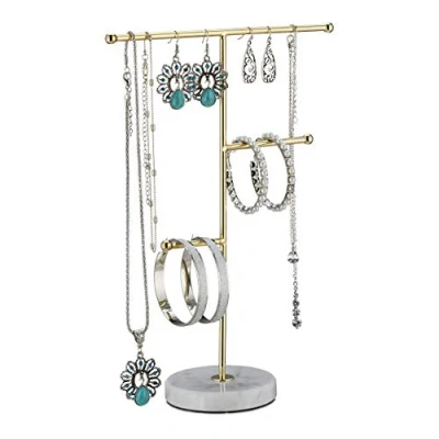 Afbeelding van Relaxdays sieradenhouder ketting goud sieradenrekje sieraden standaard metaal