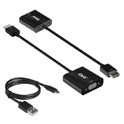 Afbeelding van club3D CAC 1302 HDMI / VGA Adapter [1x stekker 1x bus] Zwart 50 cm