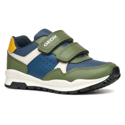 Afbeelding van Geox Pavel Sneakers laag voor kinderen, Maat: 36, Military/avio Imitatieleer/ textiel