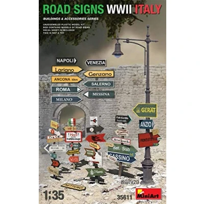 Afbeelding van 1:35 MiniArt 35611 Road Signs WWII Italy Plastic Modelbouwpakket