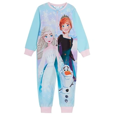 Afbeelding van Disney Stitch Jumpsuit voor meisjes, fleece, all in one pyjama kinderen, onesie met ritssluiting, lounge en nachtkleding, Blauw