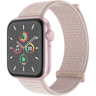 Afbeelding van iMoshion Nylon⁺ bandje geschikt voor Apple Watch Series 1 / 2 3 4 5 6 7 8 9 SE Ultra (2) 42 44 45 49 mm Light Pink