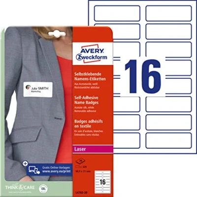 Afbeelding van AVERY zelfklevende badge ft 88,9 x 31 mm, doos van 320 stuks, wit
