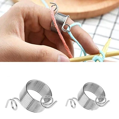 Afbeelding van Draadgeleider breien dobbelsteen, 2 stuks roestvrij staal gewikkelde vingerring voor ambachtelijke accessoires gereedschap