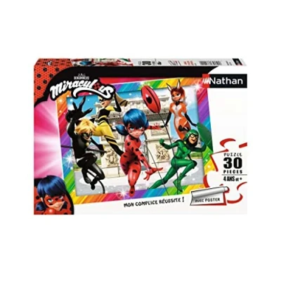 Afbeelding van Nathan Kinderpuzzel 30 stukjes Ladybug en zijn superheldenvrienden Miraculous Meisje of jongen vanaf 4 jaar Hoogwaardige puzzel dik duurzaam karton Superhelden 86385