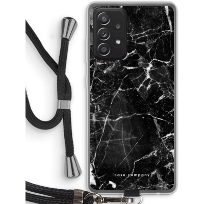 Afbeelding van Case Company® hoesje met Koord geschikt voor Samsung Galaxy A52s 5G Zwart Marmer Telefoonhoesje Bescherming aan alle Kanten en Over de Schermrand