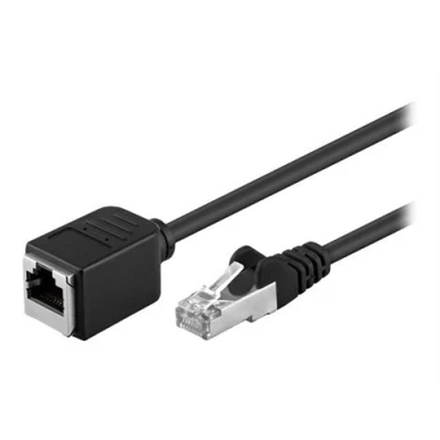 Image de PremiumCord Câble d&#039;extension de patch RJ 45 (F) pour (M) 3 m paire torsadée écrantée (F/UTP) CAT 5e moulé, rond, sans crochet, bloqué noir