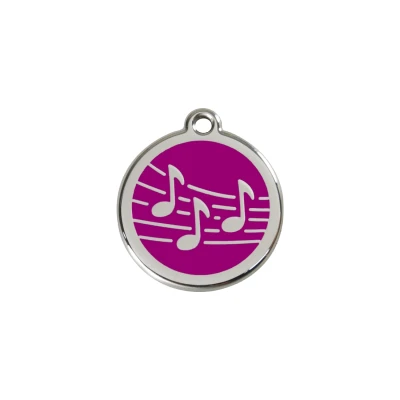 Afbeelding van Music Purple roestvrijstalen hondenpenning small/klein dia. 2 cm RedDingo