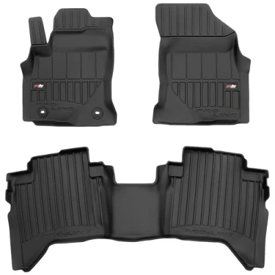 Afbeelding van M MOTOS Rubberen vloermat voor Toyota Hilux VIII vanaf 2015, verbeter je reiscomfort met de zwarte 3D antislip mat auto, alle weersomstandigheden, bescherming tegen vuil