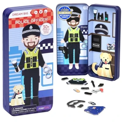 Afbeelding van mierEdu magnetisch spel Box Dress Up politie om aan te kleden, bevordert de motoriek + fantasie, ideaal voor thuis en als reisspel kinderen, speelgoed
