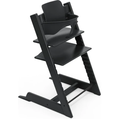 Afbeelding van Stokke Tripp Trapp kinderstoel, zwart inclusief stoel + babyset2 voor kinderen van 6 36 maanden verstelbaar, ergonomisch en gemakkelijk schoon te maken