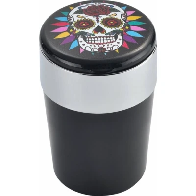 Afbeelding van Auto Asbak Calavera Mix 5 Met Ledverlichting Kleur 12 x 8 cm