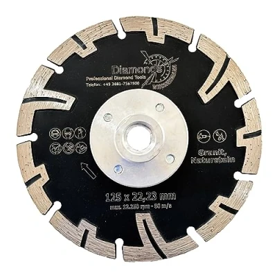 Afbeelding van EDW Professionele diamantdoorslijpschijf Speed T voor graniet 125 mm met haakse slijperflens M14 van harde natuursteen