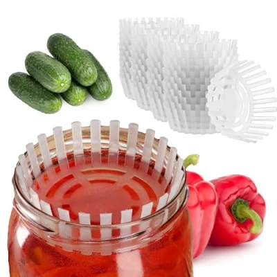 Afbeelding van KADAX 40 stuks fermentatiegewichten voor potten, fermentatiedeksels van kunststof, voedselverzwaring met net zuurkool, kimchi en komkommers, fermentatiehulp (fi 100 mm/40