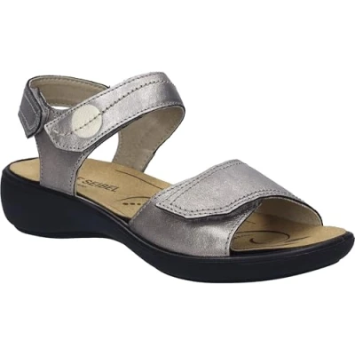 Afbeelding van Josef Seibel Ibiza Sandalen met sleehak, Dames, Maat: 39, Platin kombi Leer