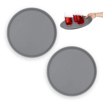 Afbeelding van Relaxdays antislip dienblad set van 2 Ø 35 cm groot rond kunststof