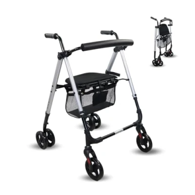 Afbeelding van Mobiclinic Dehesa rollator voor ouderen met 4 wielen volwassenen en gehandicapten Opvouwbare Lichtgewicht Aluminium zitje mandje