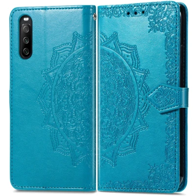Afbeelding van iMoshion Hoesje Geschikt voor Sony Xperia 10 III Met Pasjeshouder Mandala Bookcase Lichtblauw