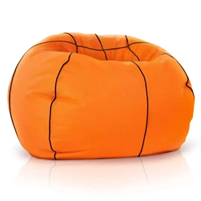 Afbeelding van Green Bean© Basketbalzitzak gevuld met EPS parels, 300 l, kinderen en volwassenen, 110 cm, reuzenzitzak, rustkussen, loungestoel, wasbare hoes, gamingstoel, wit