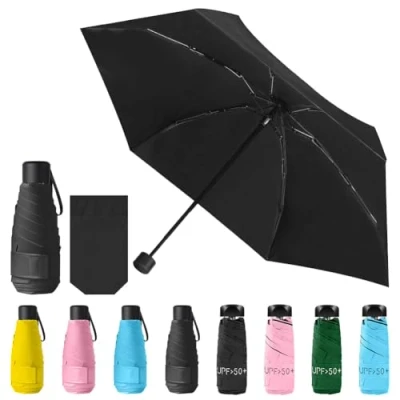 Afbeelding van Vicloon Opvouwbare paraplu, parasolparaplu, mini zakparaplu, lichtgewicht en compact, winddicht, ideaal voor verschillende buitenactiviteiten, zwart.
