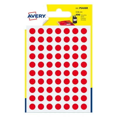 Image de Avery PSA08R pastilles de marquage Ø 8 mm (490 pièces) rouge