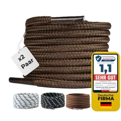 Afbeelding van LaceHype 2 paar ronde veters, diameter 4,5 mm, polyester, voor laarzen, werkschoenen, outdoor en sportschoenen, scheurbestendige bruin, 80 cm,