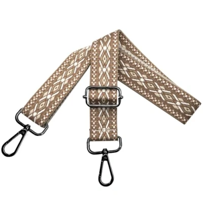 Afbeelding van Verstelbare schouderriem voor damestassen, verwisselbare tassenriem, breedte 3,8 cm, met zwarte karabijnhaak, schoudertas, lichtbruin, N28