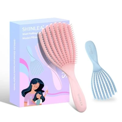 Afbeelding van SHINLEA Set van 2 haarborstels zonder trekken voor vrouwen, mannen en kinderen Ontwarrende borstel krullen lang haar droog nat Moeiteloos stylen