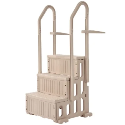 Image de VEVOR Escalier de Piscine 91,4 122 cm 3 Marches avec 2 Rampes 181,4 kg Taupe