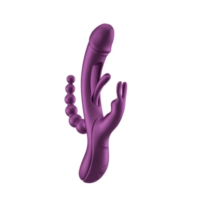 Afbeelding van HoneyPlayBox Trilux Kinky Finger Rabbit Vibrator with Anal Beads Purple