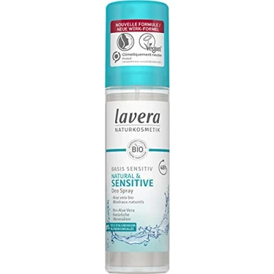 Afbeelding van Lavera Deo Spray basis Sensitive Natural &amp; 0% aluminiumzouten veganistisch betrouwbare deodorantbescherming 48 uur natuurlijke cosmetica van biologische aloë vera en