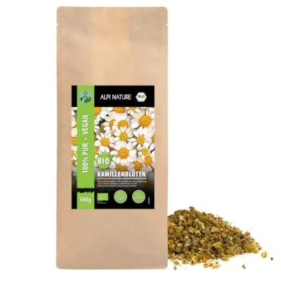 Image de Alpi Nature Camomille BIO Infusion 500g, Fleurs de Séchées, Qualité Premium, Thé en Vrac