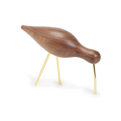 Afbeelding van Normann Copenhagen Shorebird Vogel Collectors Item Large Walnoot Messing