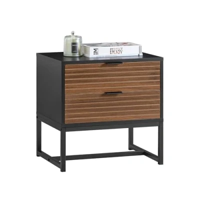 Afbeelding van SoBuy FBT156 BR Nachtkastje met 2 laden, boxspring bed, bijzettafel, telefoontafel, nachtkastje, vintage bruin, ca. 50 x 40 cm