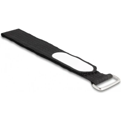Afbeelding van Klittenband kabelbinders met gesp en label 305 x 25mm / zwart (5 stuks)